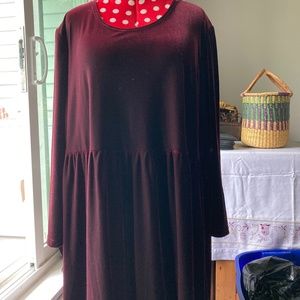Burgundy stretch velvet dress